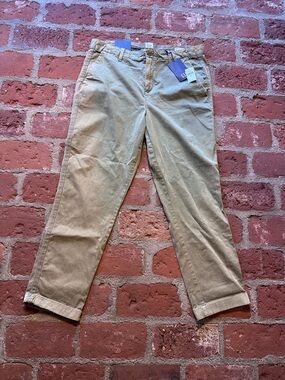 GAP Women's size 12 Straight-Leg Zipper Girlfriend Chino Pants NWT Faded